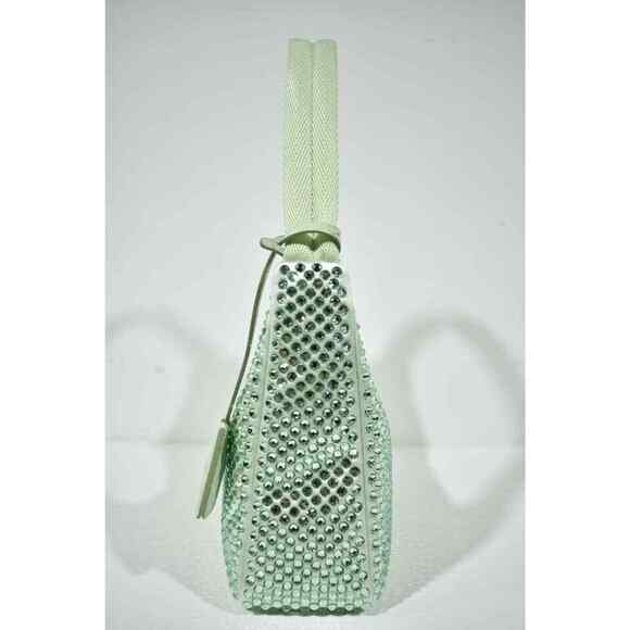 Prada Re-Edition 2000 Green Satin Crystal Nylon Shoulder Top Handle Hobo Bag - Picture 6 of 7